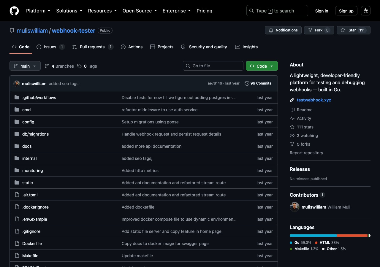 webhook-tester GitHub repo